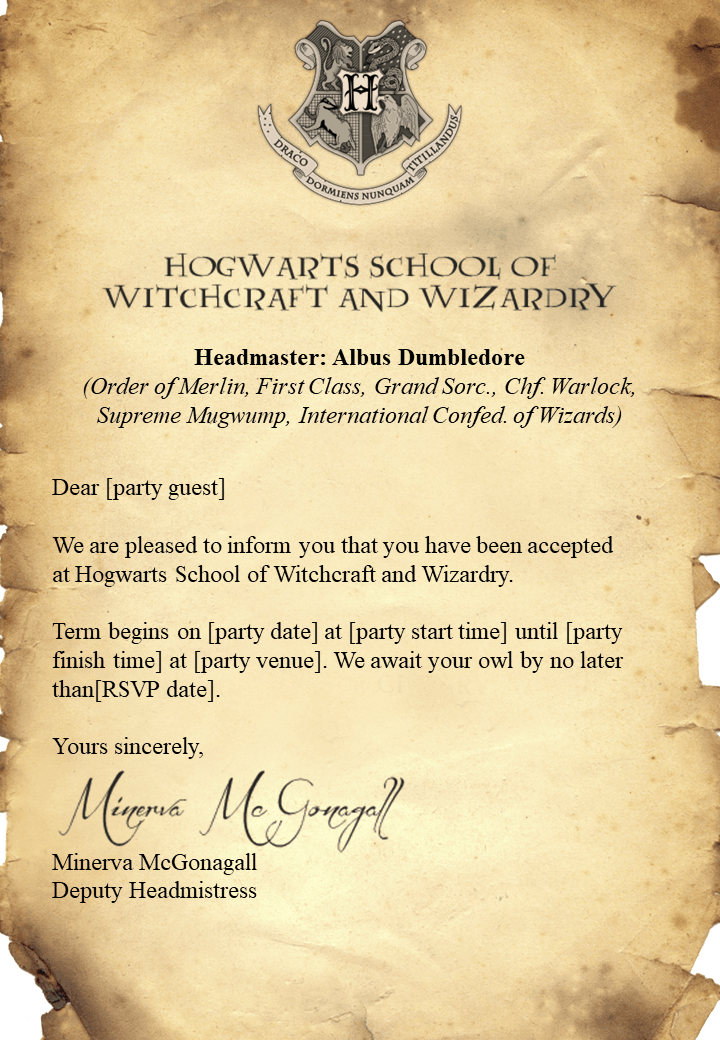 Free Harry Potter invitations - download, edit and print - Mumlyfe